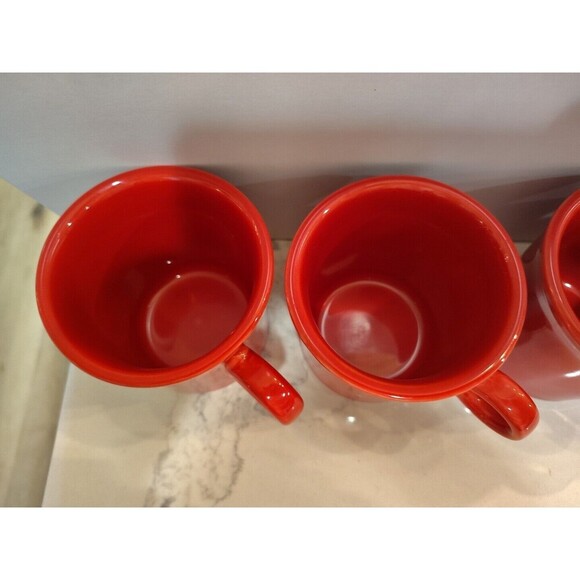 Set of 4 Fiesta Fiestaware HLC S Scarlett Red Mug Tom Jerry Ring Handle - Picture 4 of 7